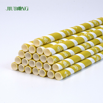 Colored Kraft Biodegradable Paper Drinking Straws 10*250mm Food Grade