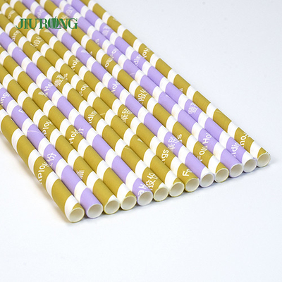 Colored Kraft Biodegradable Paper Drinking Straws 10*250mm Food Grade