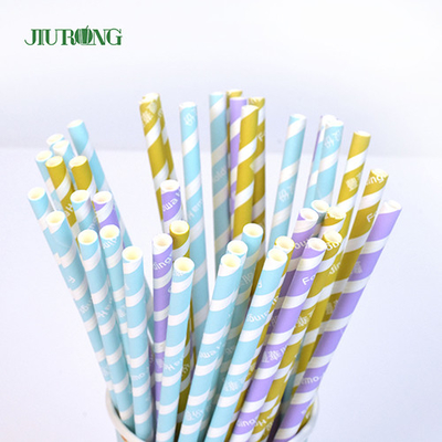 Solid Color Biodegradable Paper Straw 6*140mm Eco Friendly Food Grade