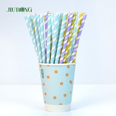 Straight Tube Biodegradable Paper Straw 60mm length Customized logo