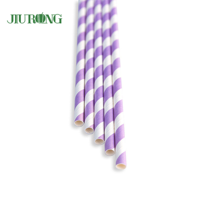 Solid Color Biodegradable Paper Straw 6*140mm Eco Friendly Food Grade