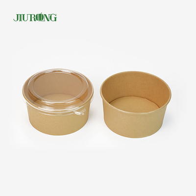 1100ml Eco Friendly Kraft Paper Salad Bowl Disposable With PET Lid