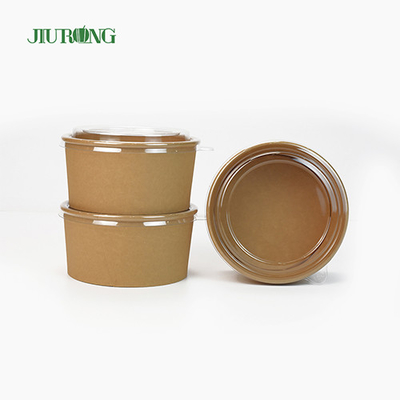 1100ml Eco Friendly Kraft Paper Salad Bowl Disposable With PET Lid