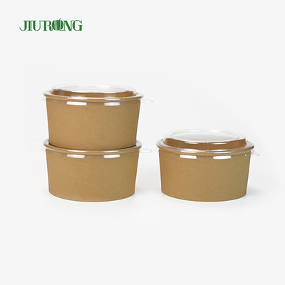 1100ml Eco Friendly Kraft Paper Salad Bowl Disposable With PET Lid