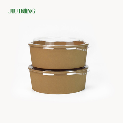 PET Lid Biodegradable Paper Bowl Custom 750cc Food Grade Waterproof
