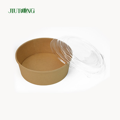 PET Lid Biodegradable Paper Bowl Custom 750cc Food Grade Waterproof