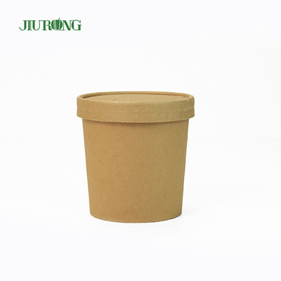 Biodegradable Disposable Kraft Paper Bowls 26 OZ UV Coating For Salad