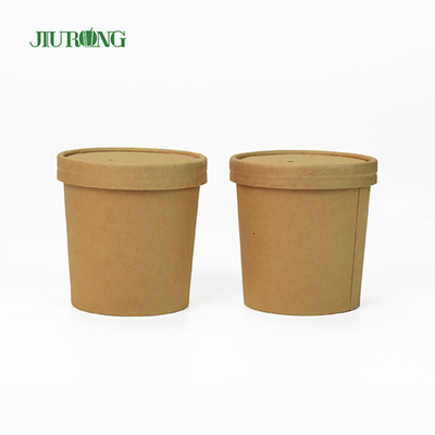 Biodegradable Disposable Kraft Paper Bowls 26 OZ UV Coating For Salad