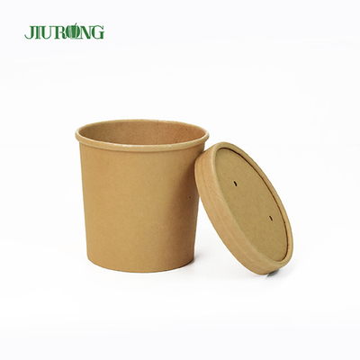Biodegradable Disposable Kraft Paper Bowls 26 OZ UV Coating For Salad