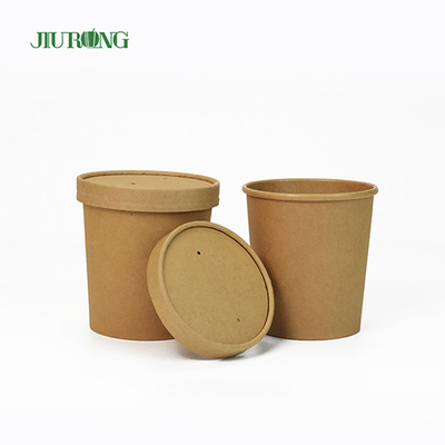 Salad Kraft Biodegradable Paper Bowl 8oz Eco Friendly PLA Lid