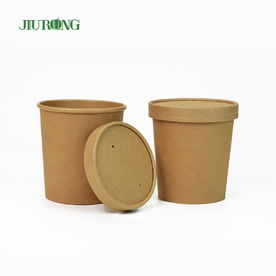 Salad Kraft Biodegradable Paper Bowl 8oz Eco Friendly PLA Lid