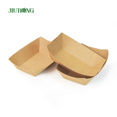 Greaseproof Kraft Disposable Paper Food Trays Biodegradable OEM ODM