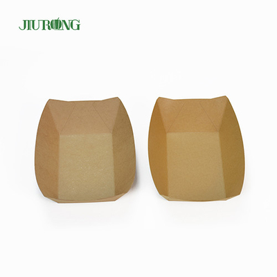 Recyclable disposable paper containers Eco friendly kraft food tray 75mm