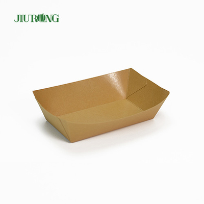 Recyclable disposable paper containers Eco friendly kraft food tray 75mm