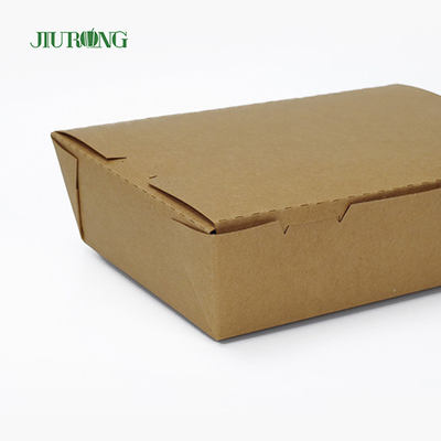 Takeaway Kraft Biodegradable Paper Container Disposable 2100ml Custom Size