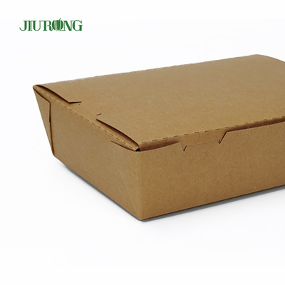 Takeaway Kraft Biodegradable Paper Container Disposable 2100ml Custom Size