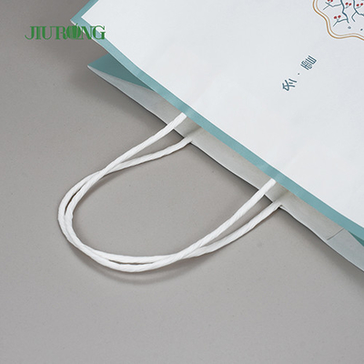 280mm Biodegradable White Kraft Recycled Paper Bags With Handles