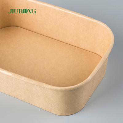 Single Wall Take Away Food Container Kraft Paper Salad Bowl Packaging With PET Lid
