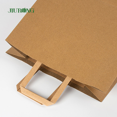 SOS Brown Kraft Paper Bag With Handle Recycled Lunch Food Packaging