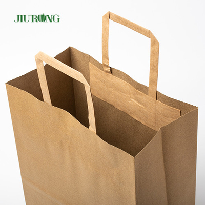 SOS Brown Kraft Paper Bag With Handle Recycled Lunch Food Packaging