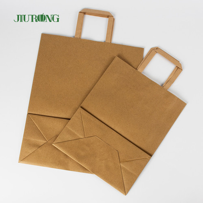SOS Brown Kraft Paper Bag With Handle Recycled Lunch Food Packaging