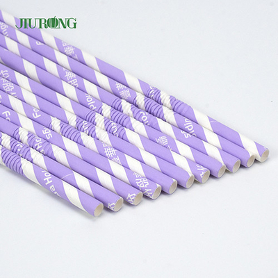 Purple Striped Christmas Paper Straws Biodegradable Eco Friendly